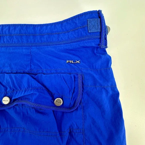 VTG RLX Ralph Lauren Mens Slim Fit Cargo Paratrooper Shorts Blue Utility Size 42 - Picture 10 of 16